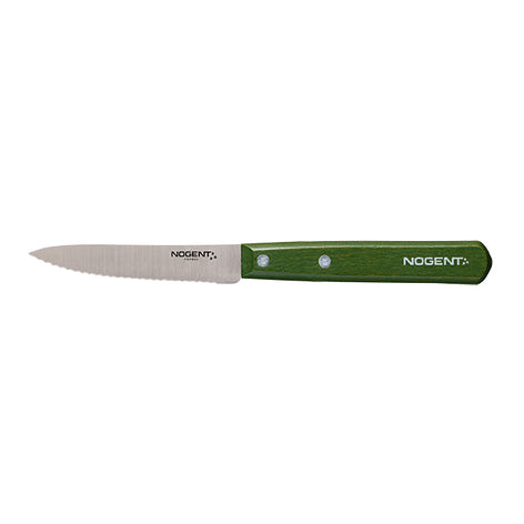 Couteau d’office lame crantée 9 cm bois kaki Iconic Nogent - Mathon