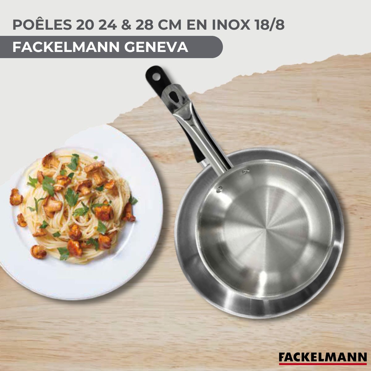 Set 3 poêles 20 24 et 28 cm en inox  Geneva Fackelmann - Mathon - 2
