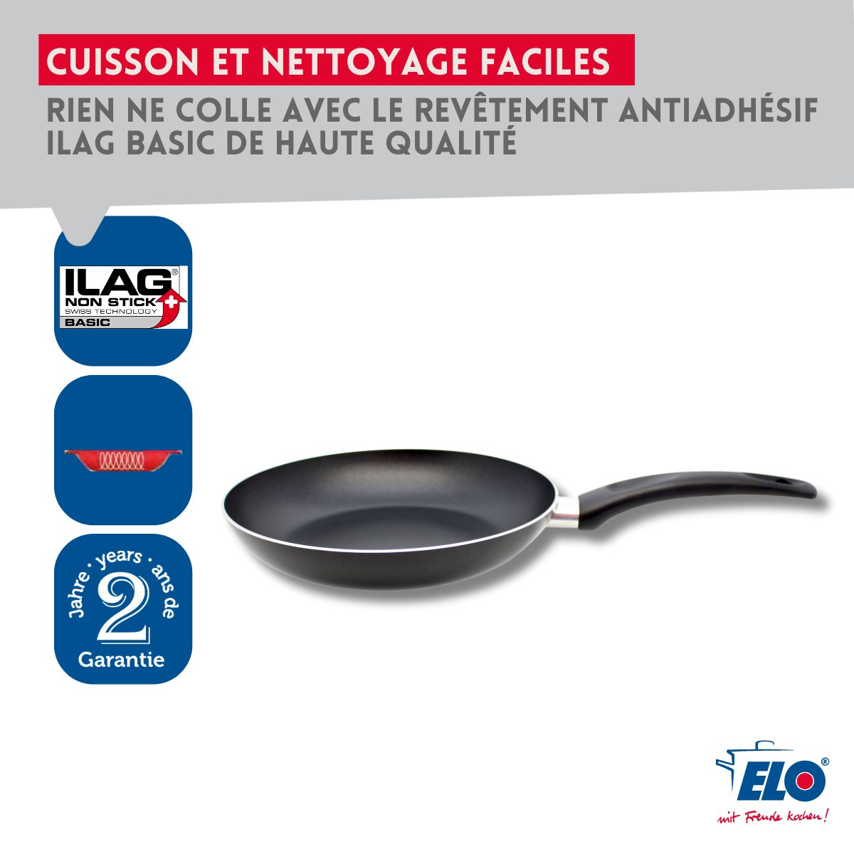 Poêle de cuisson avec revêtement anti-adhésif 32 cm Elo Bratprofi Elo - Mathon - 3