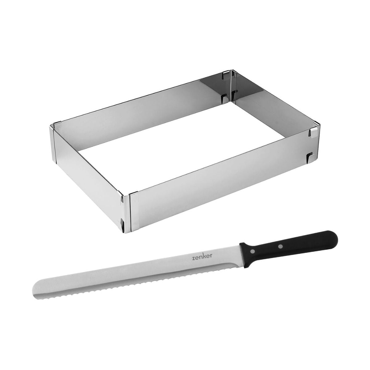 Cadre à gâteaux rectangulaire réglable et couteau à pâtisserie 30 cm Zenker Smart Pastry Zenker - Mathon - 1