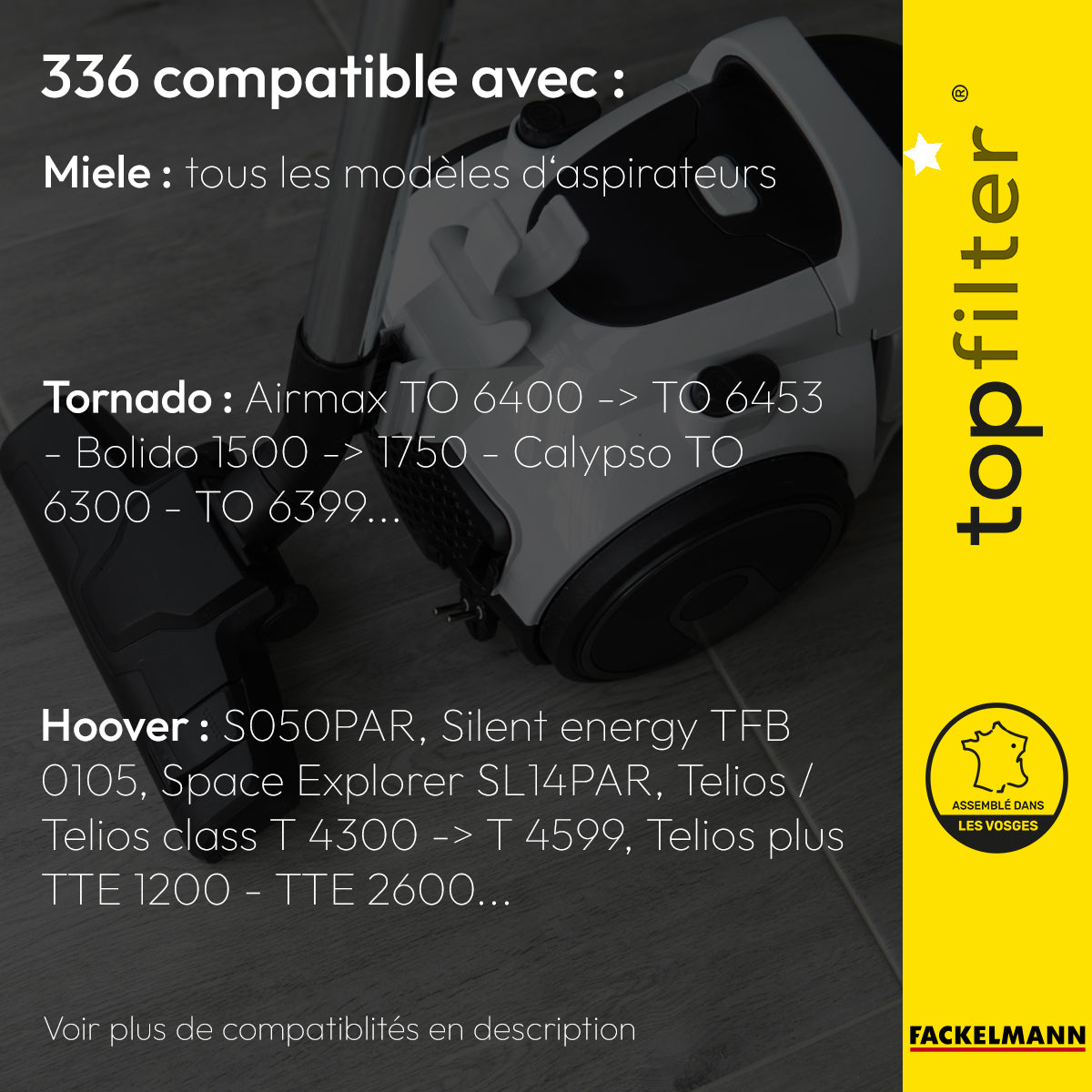 Lot de 4 packs de 4 sacs aspirateur 64336 Miele et Hoover TopFilter Premium TopFilter - Mathon - 2