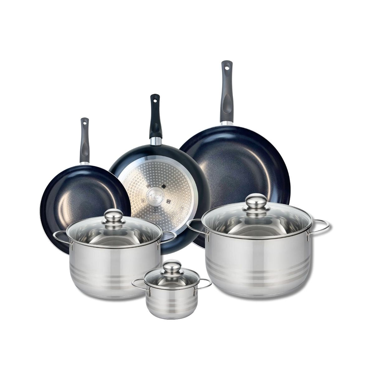 Ensemble de 3 Poêles de cuisson 20, 24 et 28 cm et 3 faitouts 12, 20 et 24 cm  Prima Brillant Elo - Mathon - 1