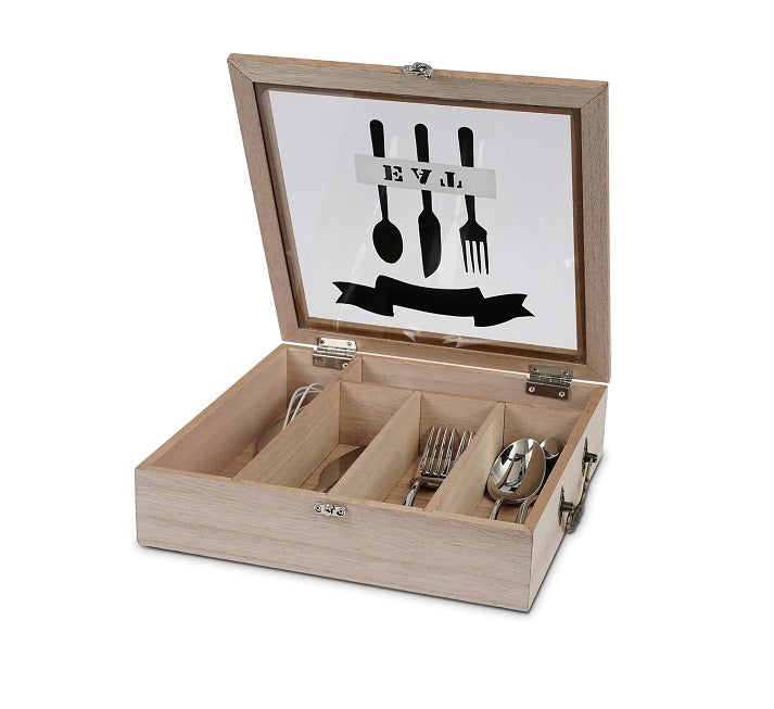 Range-couverts avec couvercle 5 compartiments en bois Vendos85 - Mathon