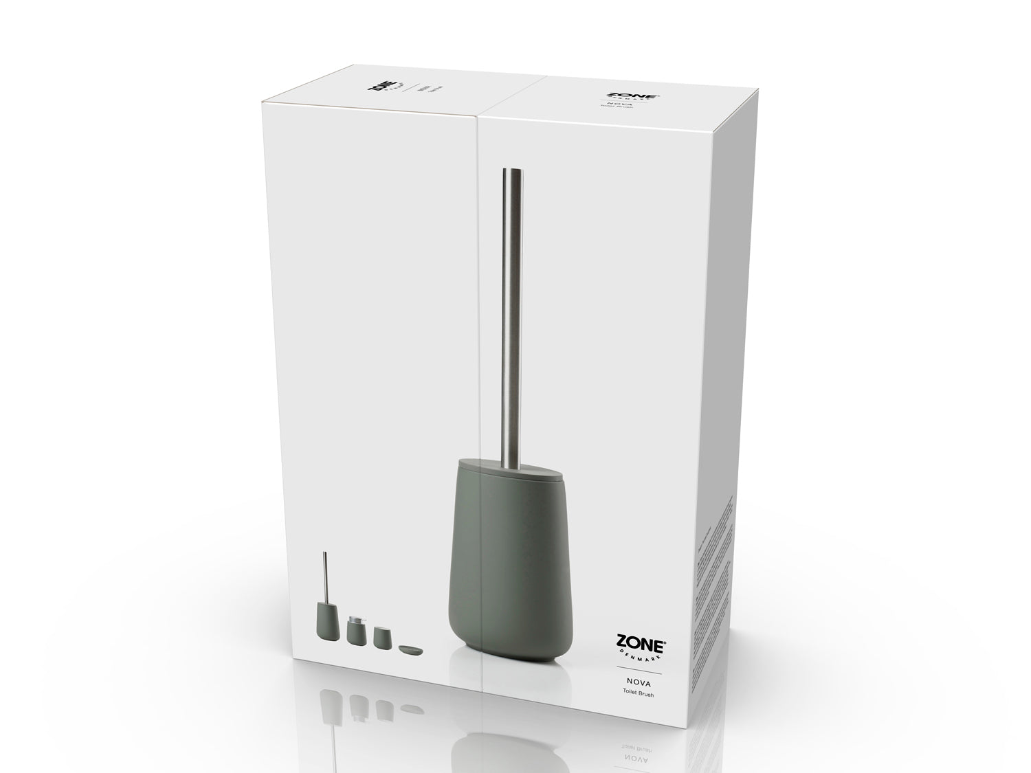 Brosse de toilette NOVA en porcelaine et acier Vert olive Zone Denmark - Mathon - 4