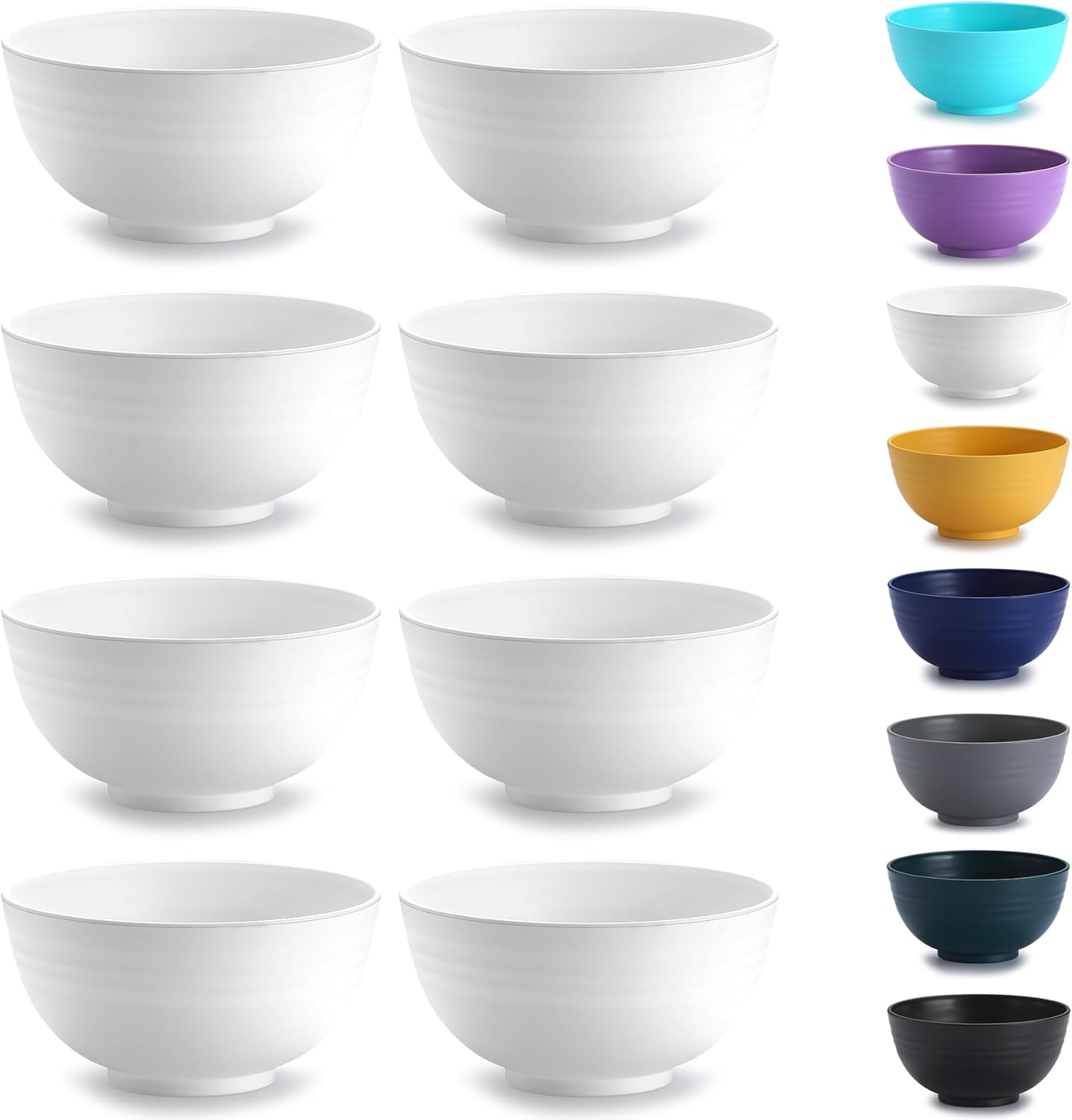 Lot de 8 bols en plastique incassables – spécial camping blanc Vendos85 - Mathon