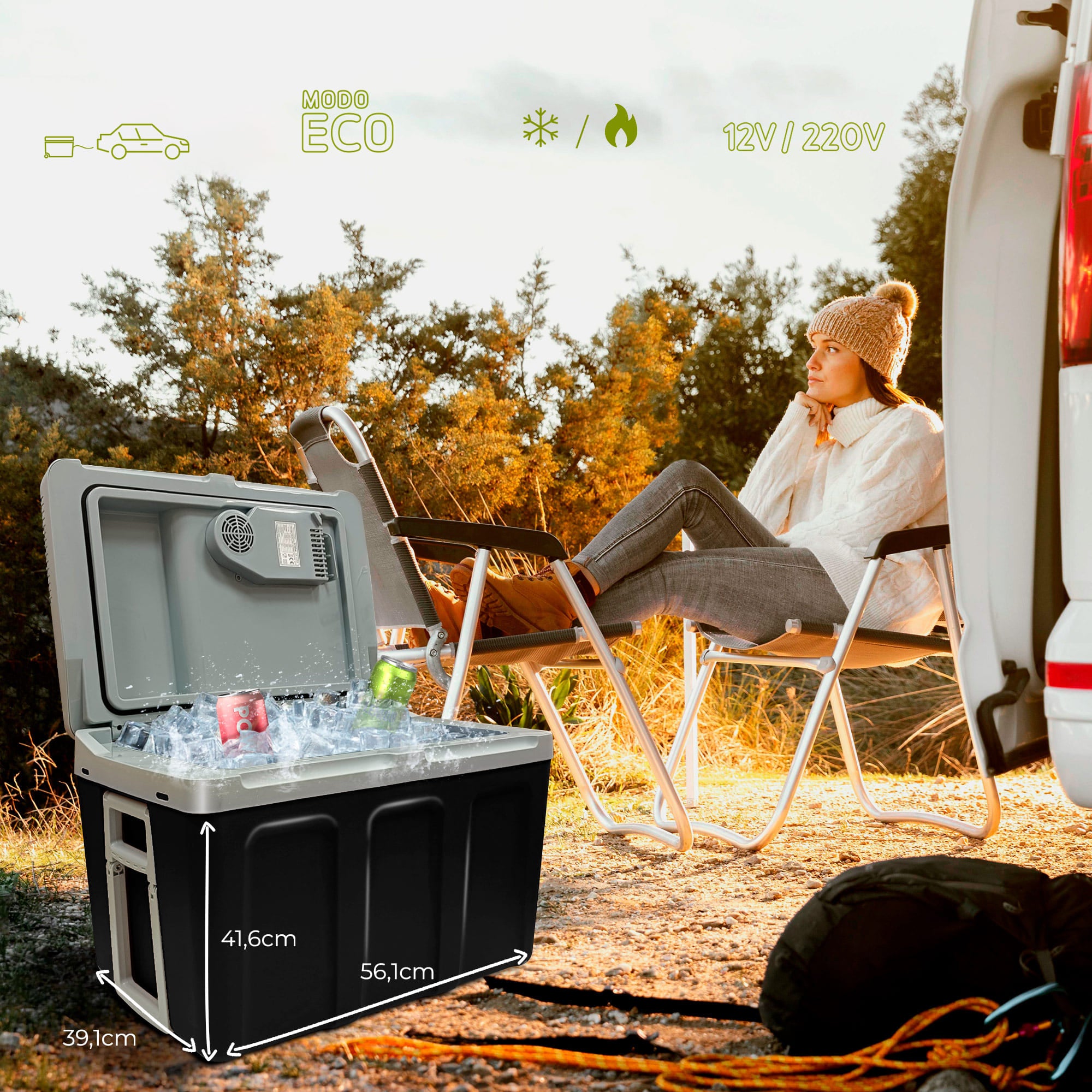 Glacière Électrique portable 40 Litres, 12V / 220 - 240V Voiture et Camping 58  Noir CF1155BLK - Mathon - 5