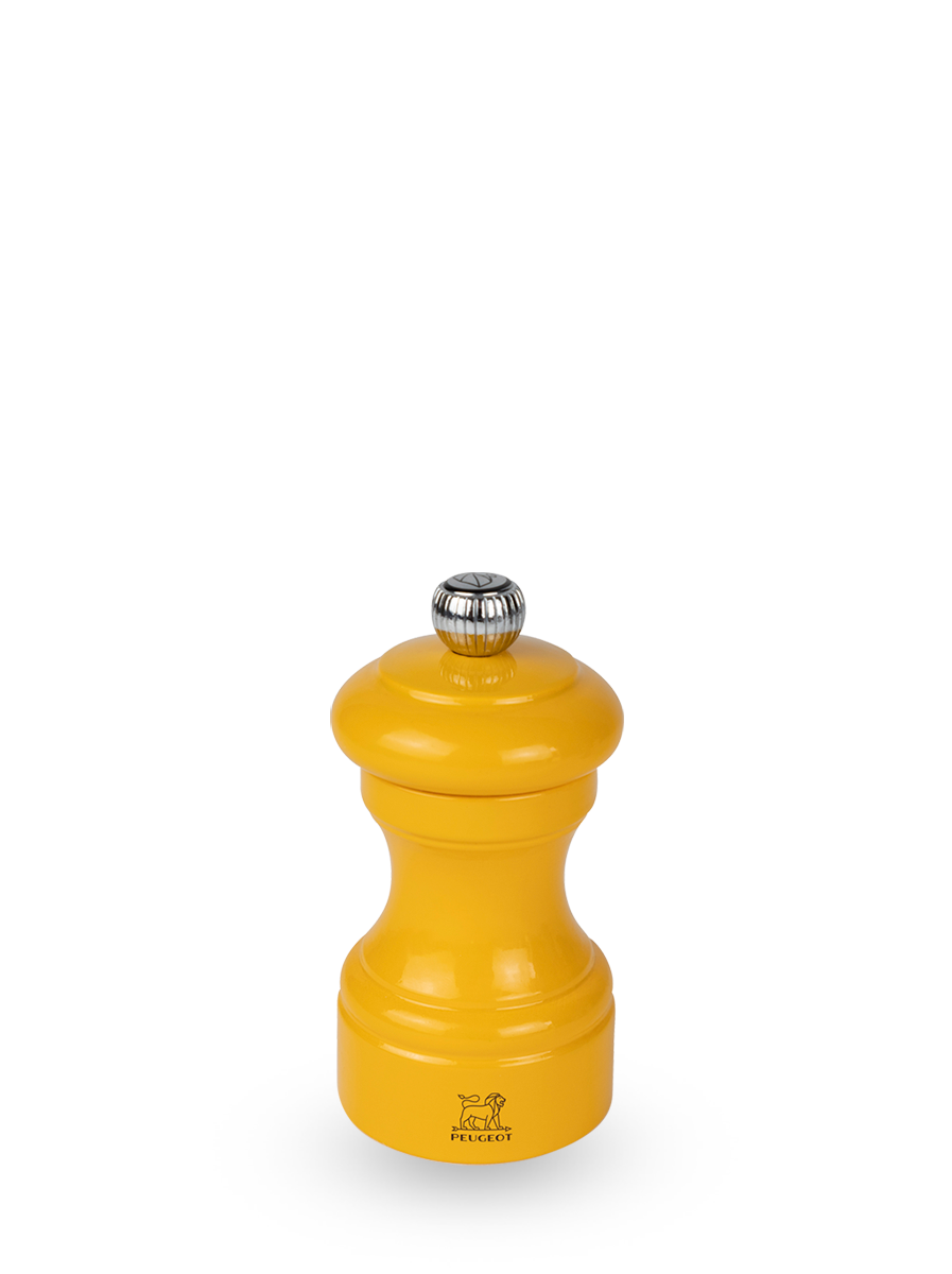 Bistro Moulin à poivre manuel en bois laqué, jaune safran, 10 cm - 4in. Peugeot - Mathon - 1
