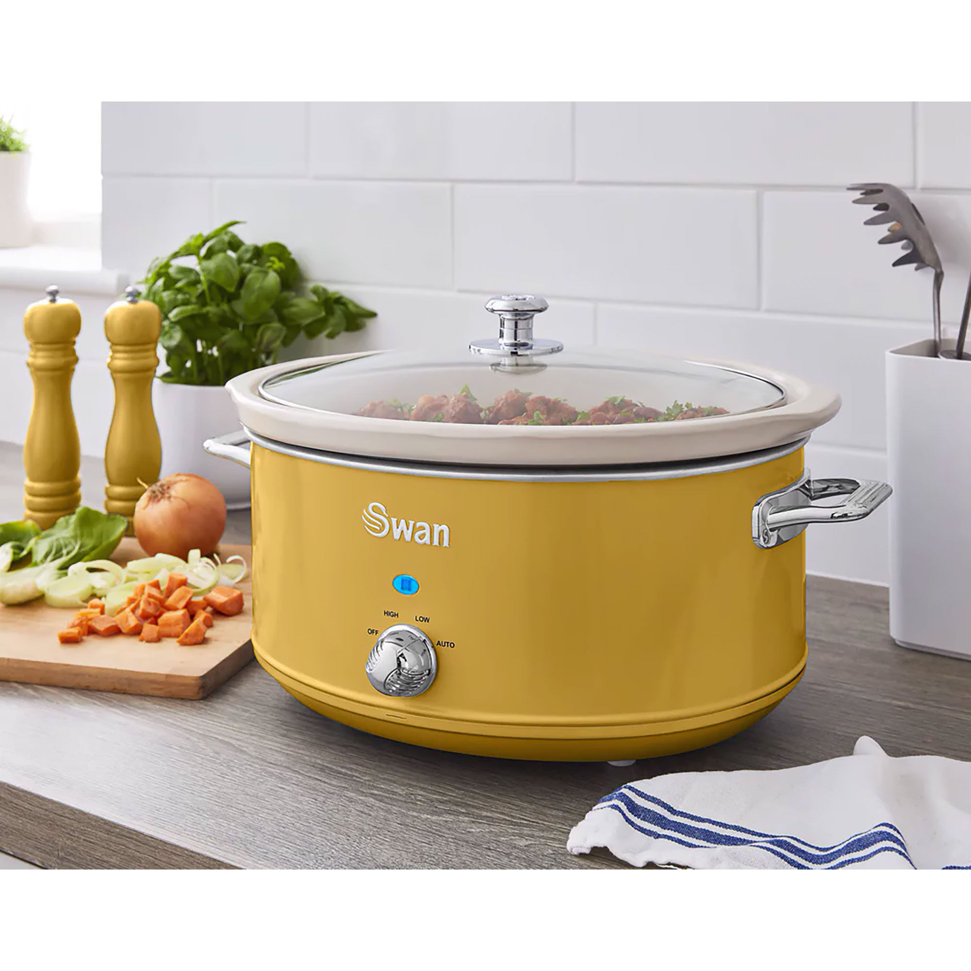 Retro Mijoteuse 6,5L Poêle Amovible en Céramique Antiadhésive, Vintage 320 Jaune SF17031YELNEU - Mathon - 2