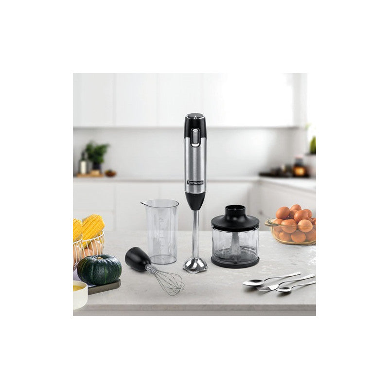 Mixeur Multifonctions 600w Pied Inox Mini Hachoir Fouet Gobelet Noir In   - Ms05hb Muse - Mathon - 5