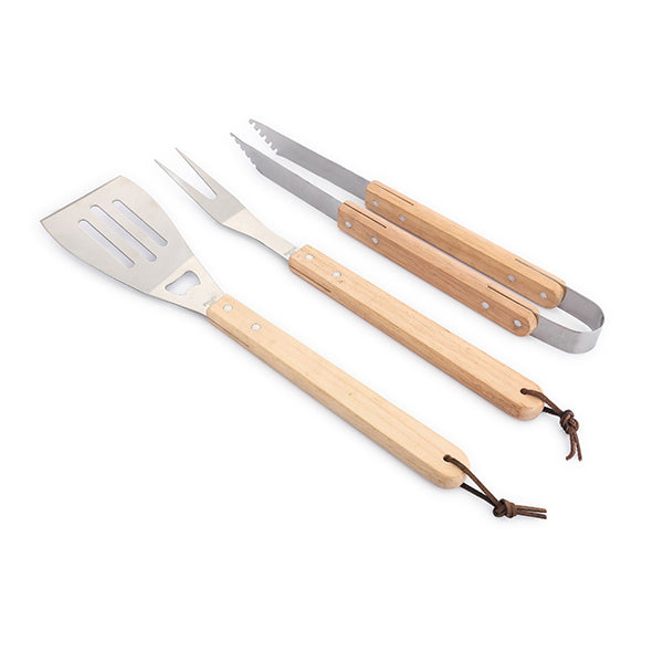 Set de 3 ustensiles à barbecue manches en bois à suspendre Pradel Excellence - Mathon - 1