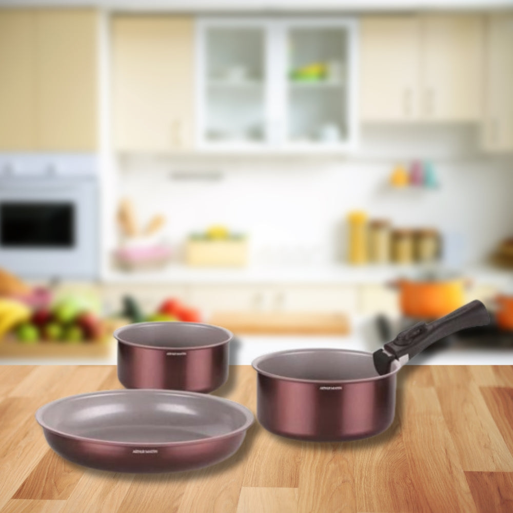 Batterie de Cuisine Arthur Martin 18 Pièces en Aluminium Tous Feux avec Ustensiles et Poignée Amovible Arthur Martin - Mathon - 4