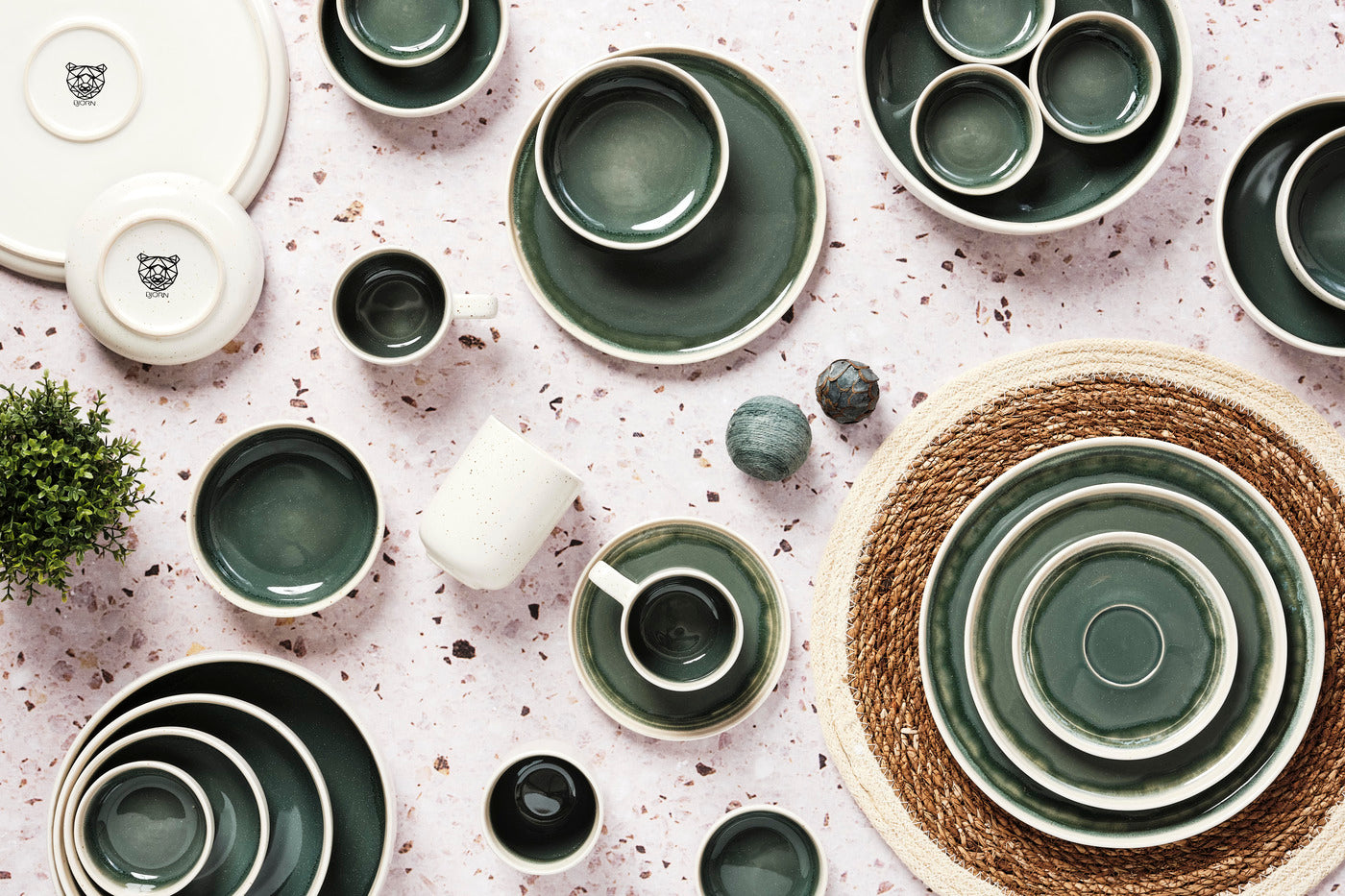 Assiette OXYGEN Ø21,5cm - 6 pièces - Vert de gris Björn - Mathon - 6