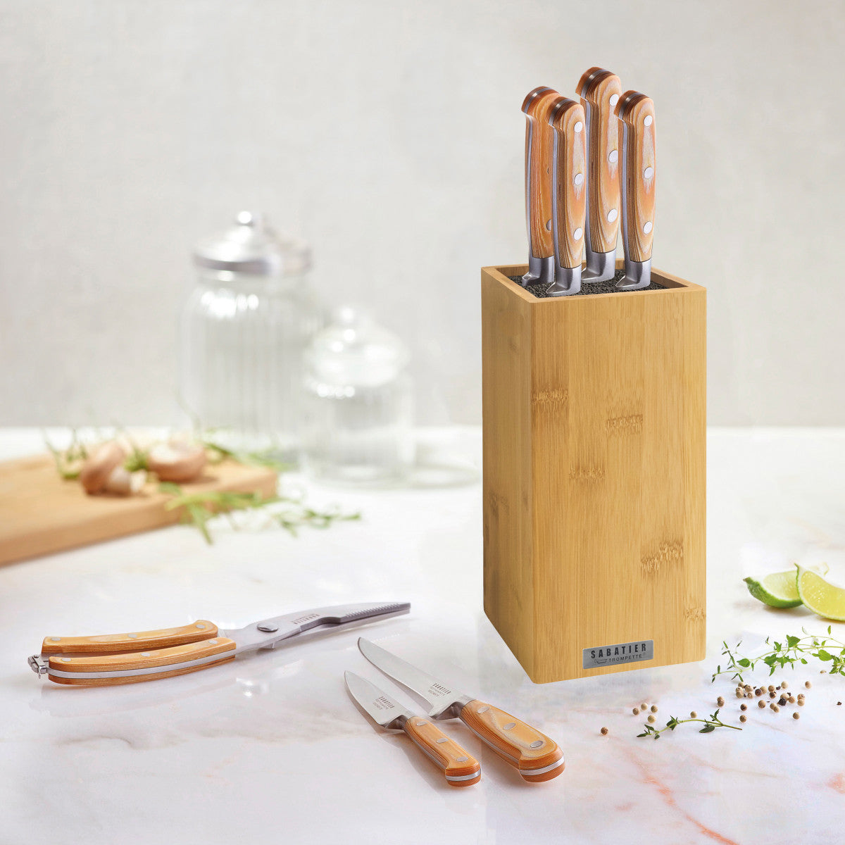 Essentiel  - Bloc spaghetti 5 pièces en bambou Sabatier Trompette - Mathon - 3