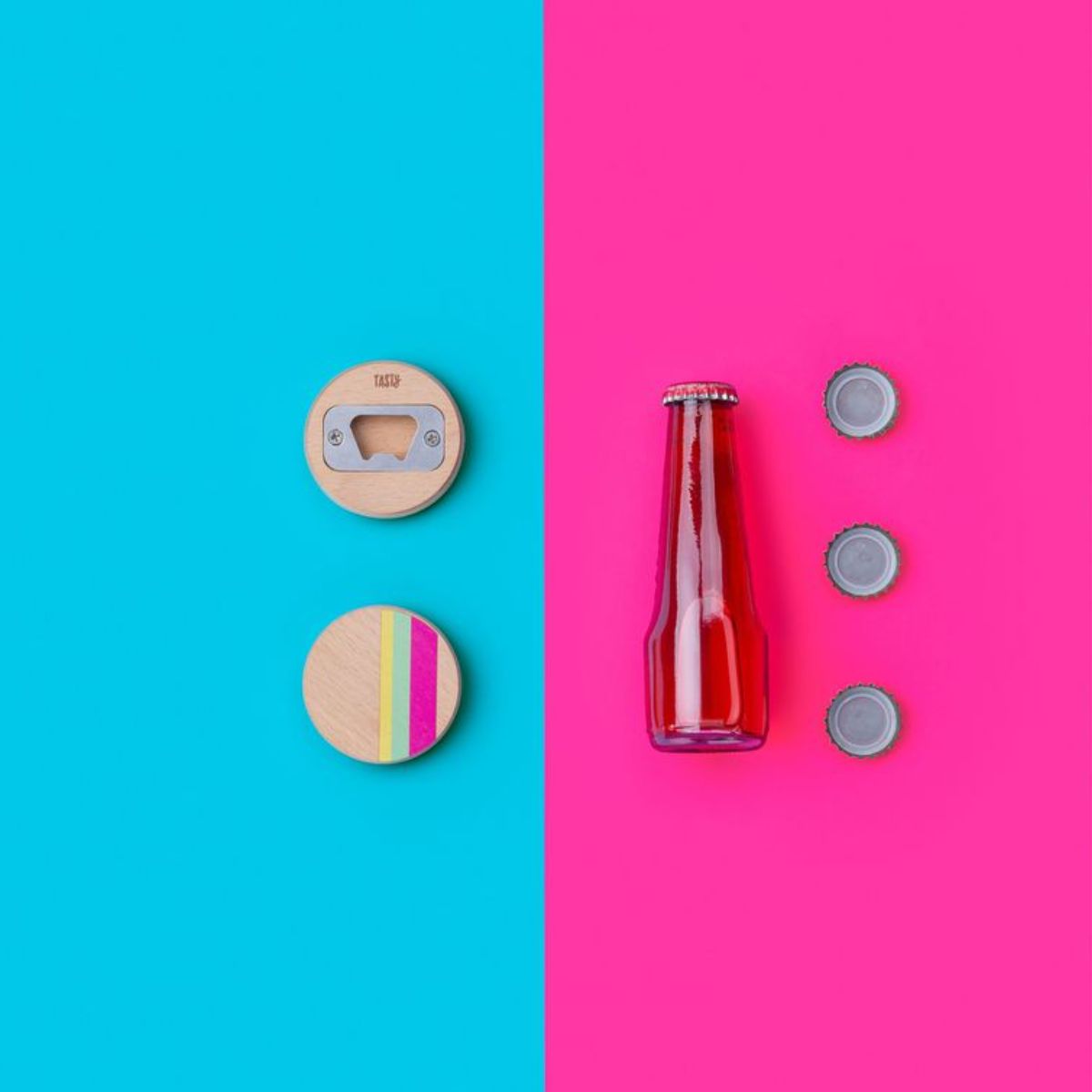 Décapsuleur rond en bois 6 cm Tasty Green Tasty - Mathon - 2