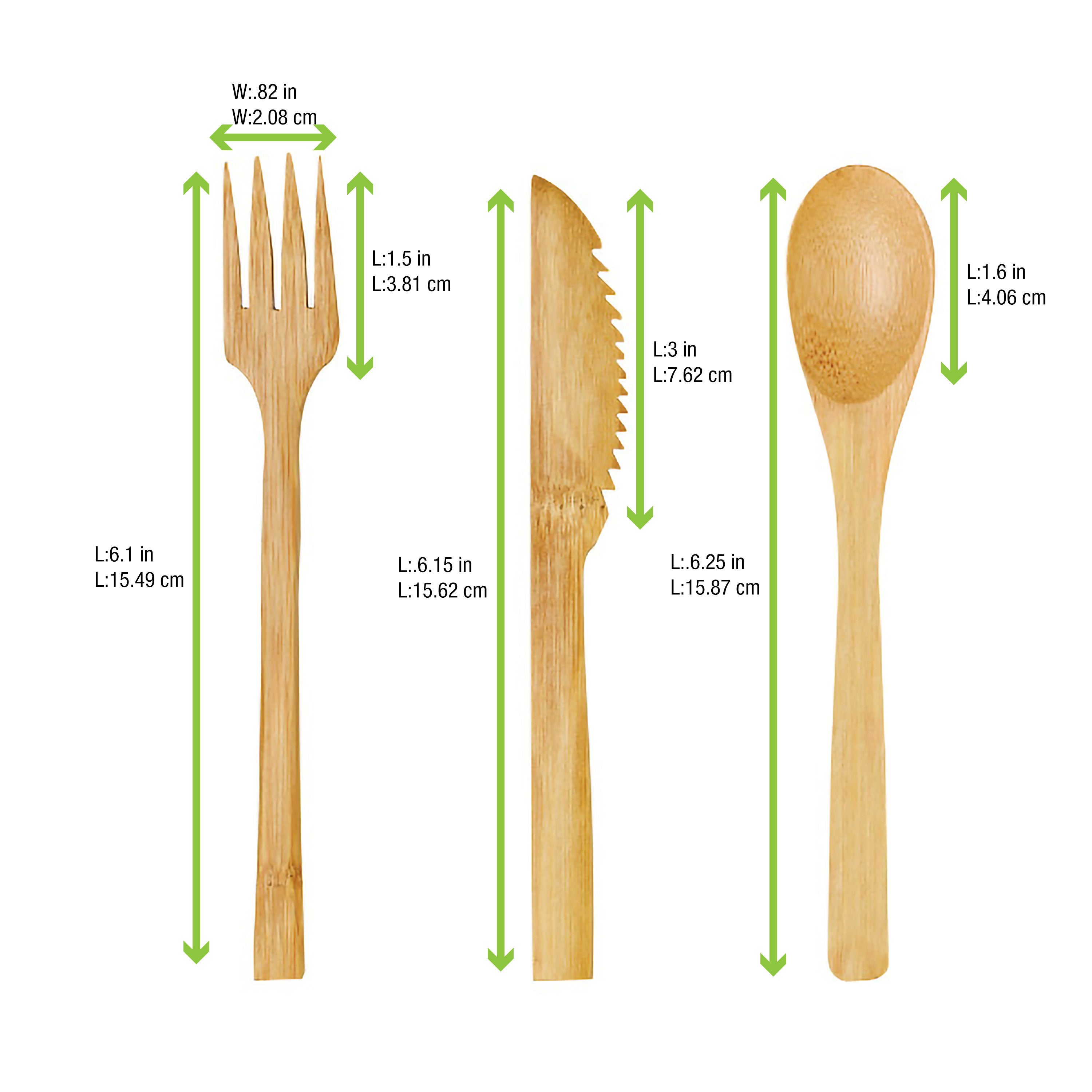 50Pcs - Kit Couverts Bambou 3/1 Emballage Kraft 160 FirstPack - Mathon - 2