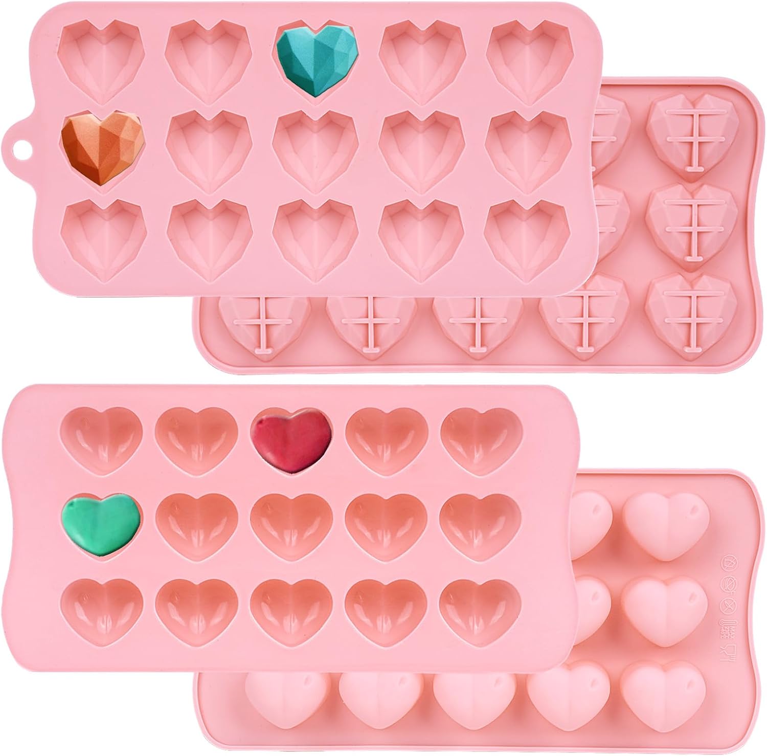 Lot de 2 moules en silicone en forme de cœur à 15 cavités Vendos85 - Mathon