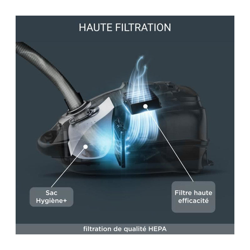 Silence Force Effitech Aspirateur Avec Sac, Bac 4,5 L, Ultra Silencieux 57 Db(a), Haute Filtration, Rouge Yy5453fe Rowenta - Mathon - 4