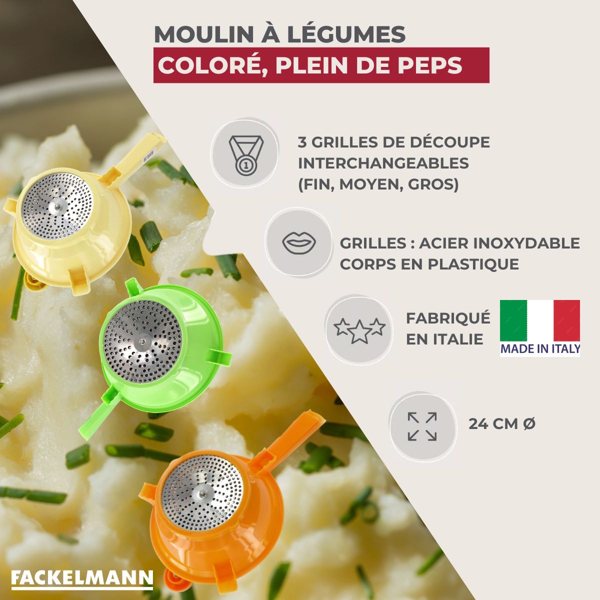 Moulin à légumes plastique 24 cm  Handmade Tradition Fackelmann - Mathon - 3