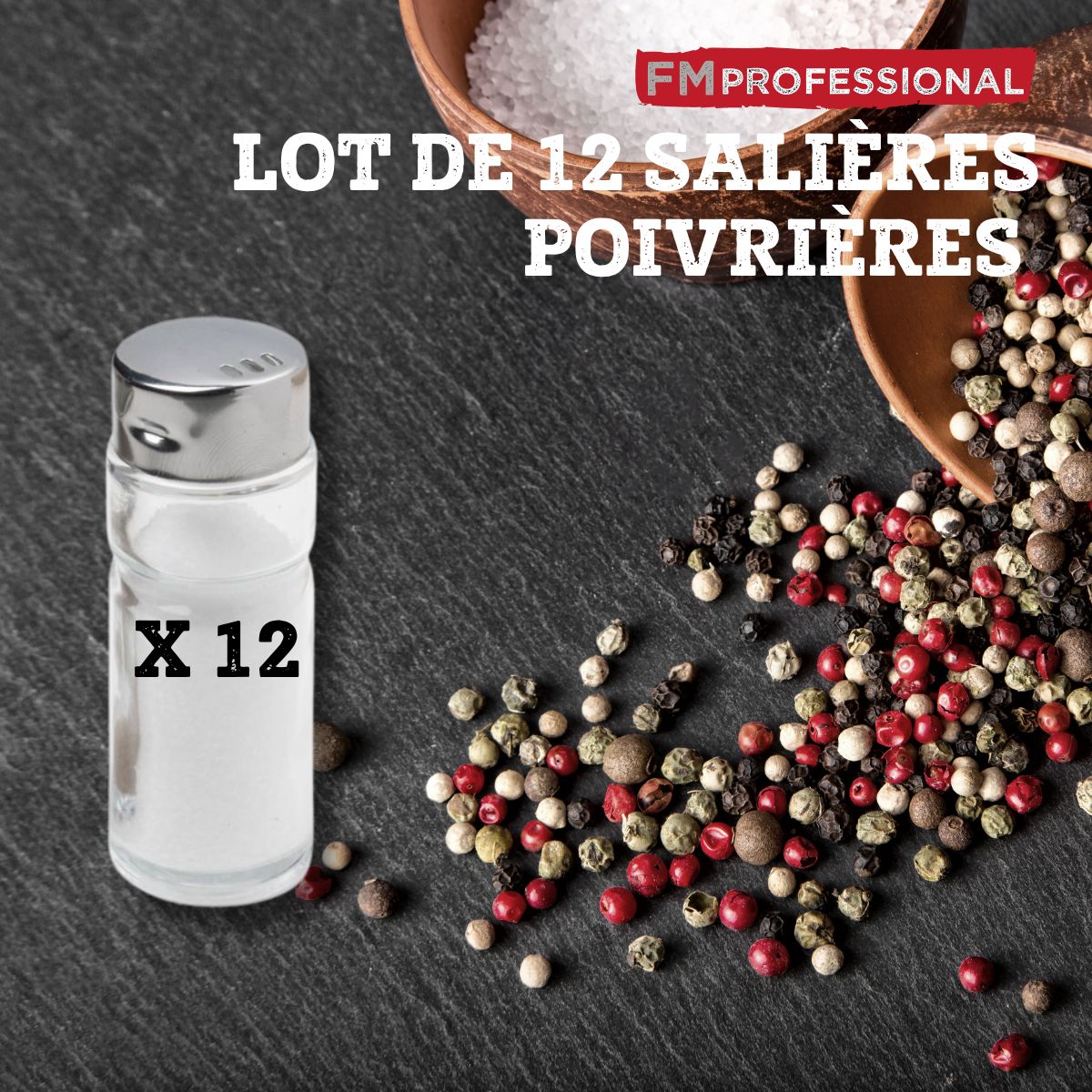 Lot de 12 salières/poivrières FM Professional - Mathon - 2