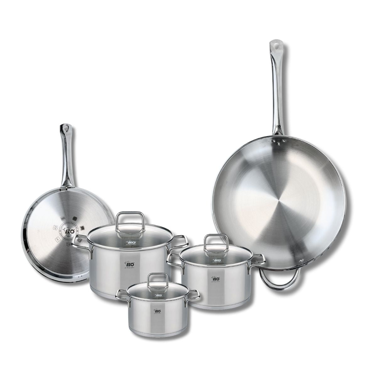 Ensemble de 2 Poêles de cuisson 24 et 32 cm et 3 faitouts 14, 16 et 20 cm  Profi Citrin Elo - Mathon - 1