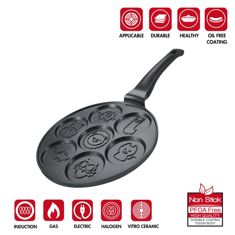 Poêle à crêpes et galettes avec 7 motifs animaux 26cm Herzberg HGCP267ANL Herzberg - Mathon - 2