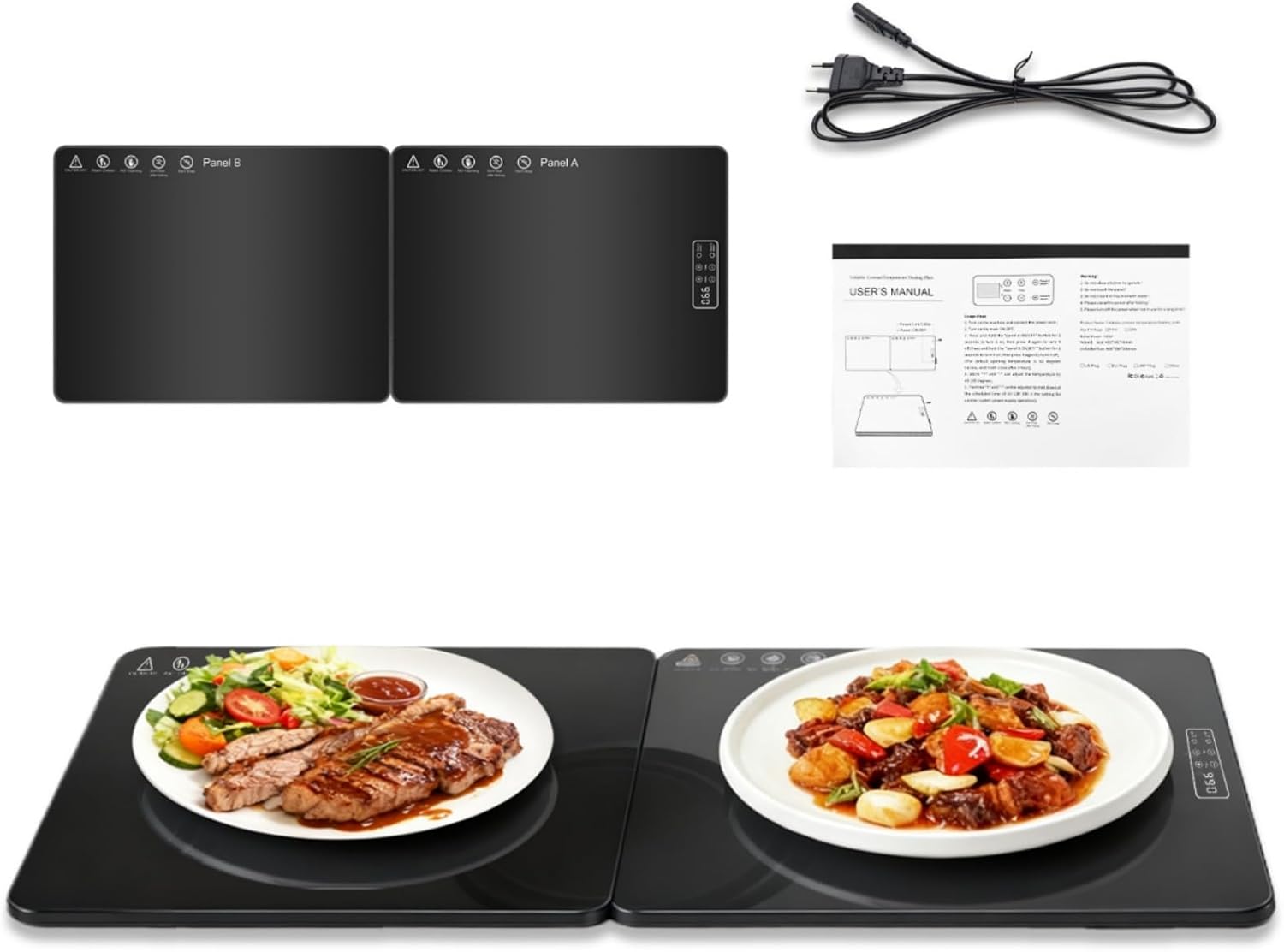 Chauffe-Plat Électrique Pliable Noir Réglable Vendos85 - Mathon