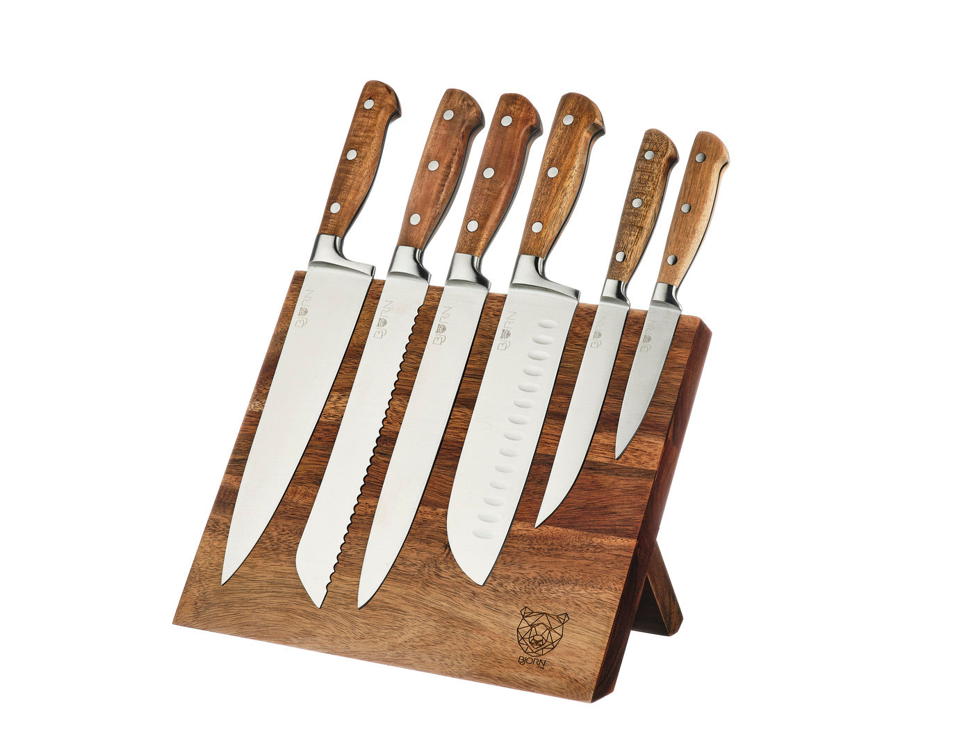 Lot de 7 couteaux de cuisine en inox marron D Björn - Mathon - 1