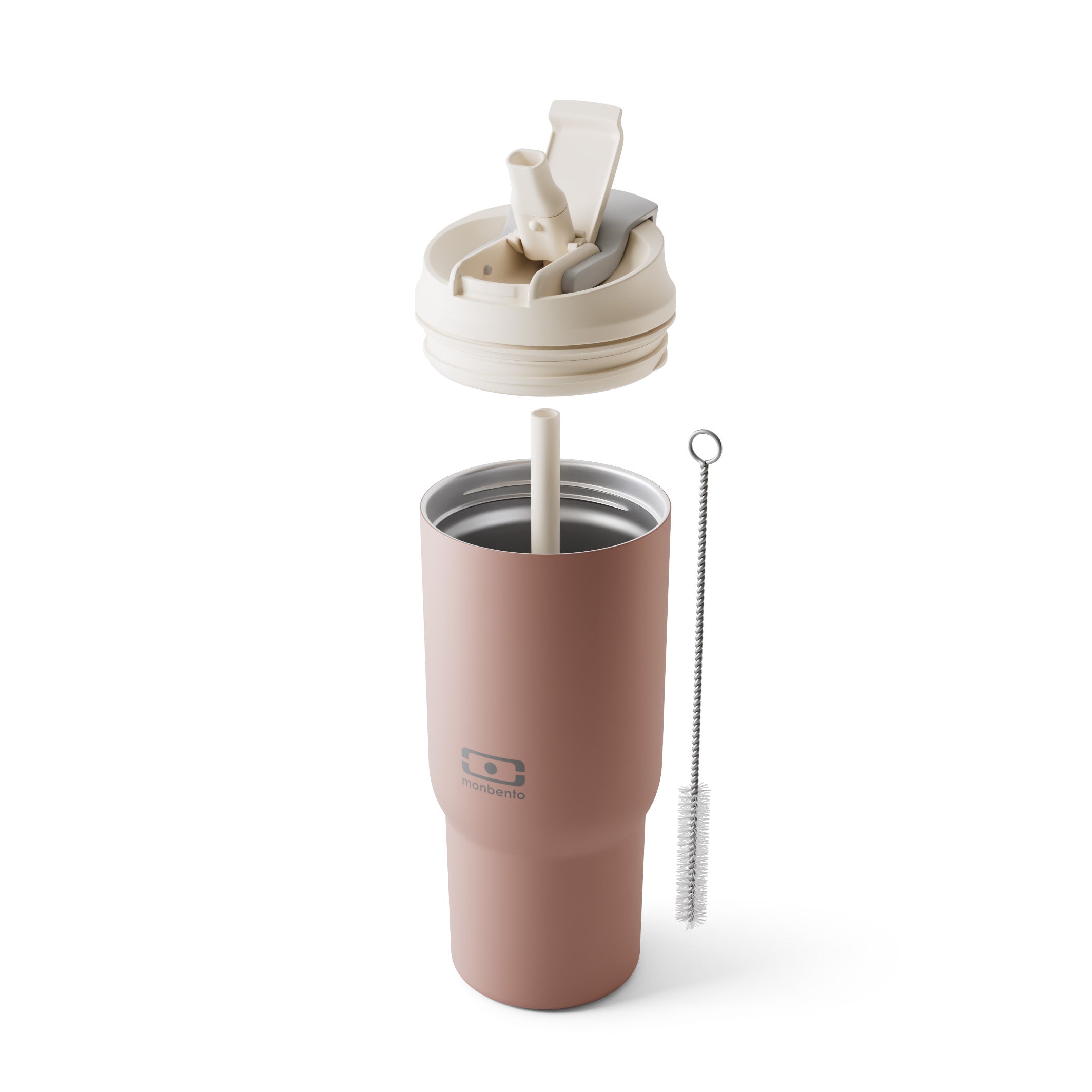 Mug isotherme avec paille Travel Mug L 600ml rose Moka Monbento - Mathon - 5