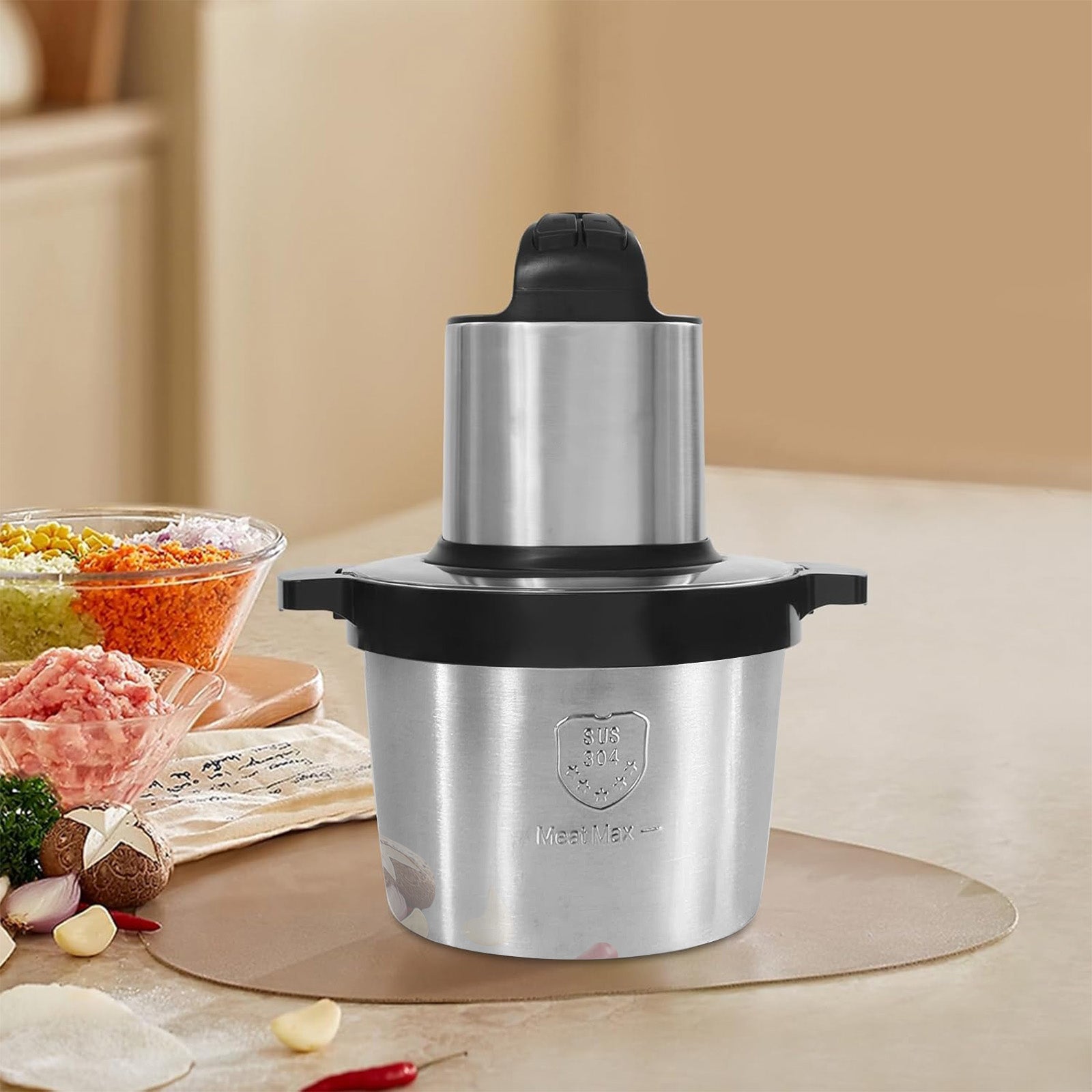 Hachoir Électrique Inox Bol 8L Sokany - Mathon - 2