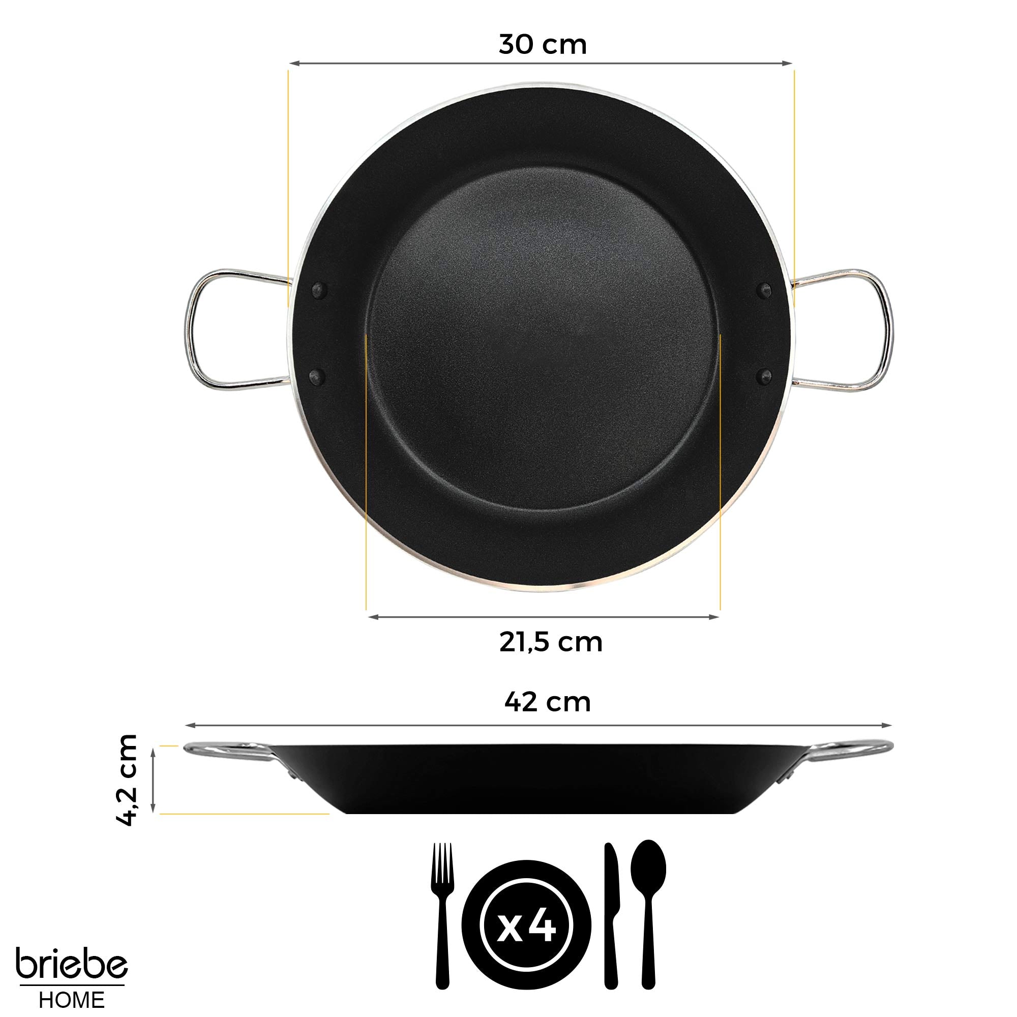 Poêle à Paella à Induction, 30cm, 4 Portions, Antiadhésive sans PFOA, Aluminium  Noir Zafrán - Mathon - 6