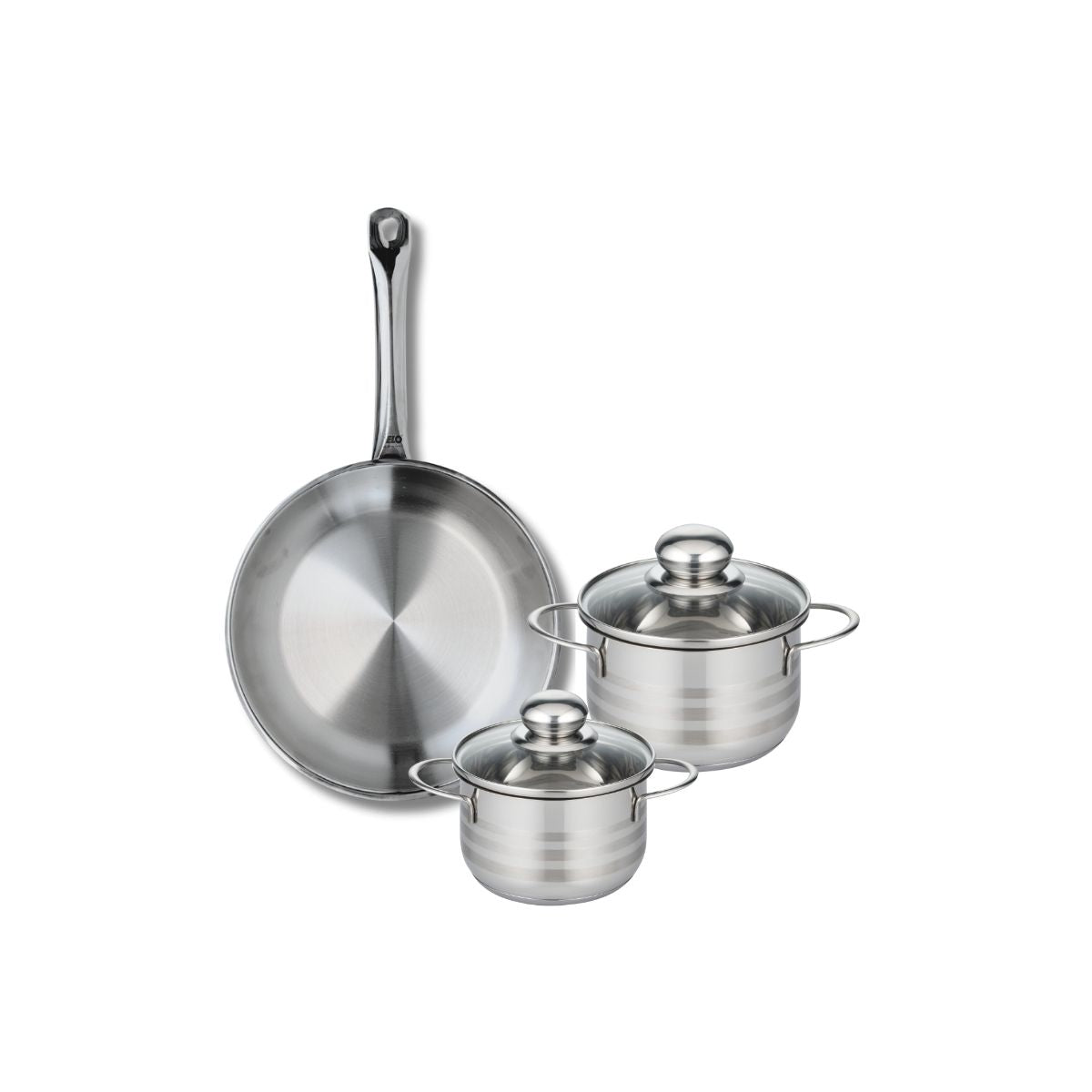 Ensemble de 1 Poêle de cuisson 28 cm et 2 faitouts 14 et 16 cm  Profi Brillant Elo - Mathon - 1