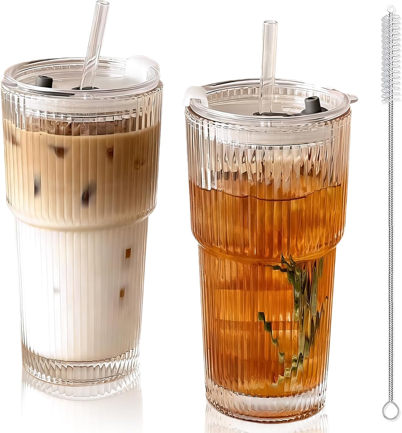 Set 2 Gobelets 600ml avec Pailles et Couvercles Étanches Vendos85 - Mathon