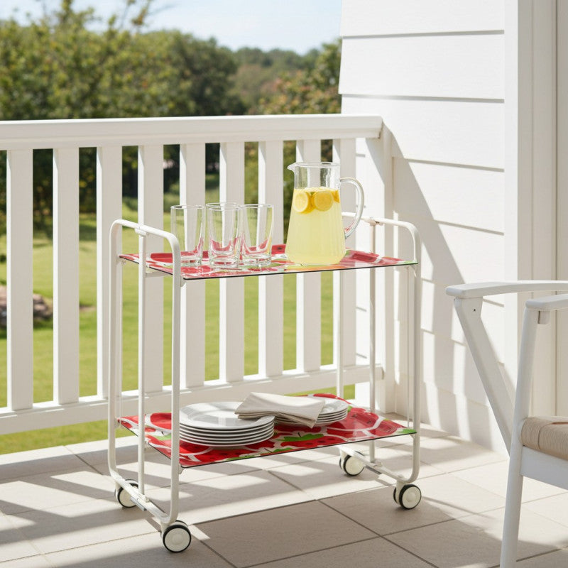 Desserte pliante 2 niveaux avec roulettes – structure blanche, bauhaus Don Hierro - Mathon - 3