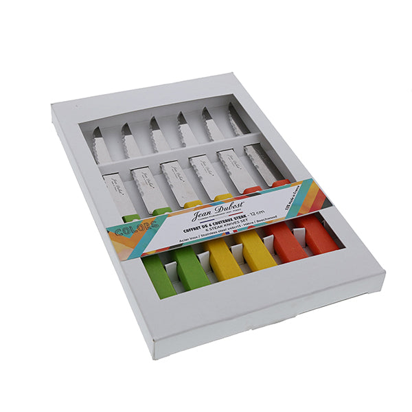 Coffret de 6 couteaux steak en bois de hêtre Tradition Colors Jean Dubost - Mathon - 1