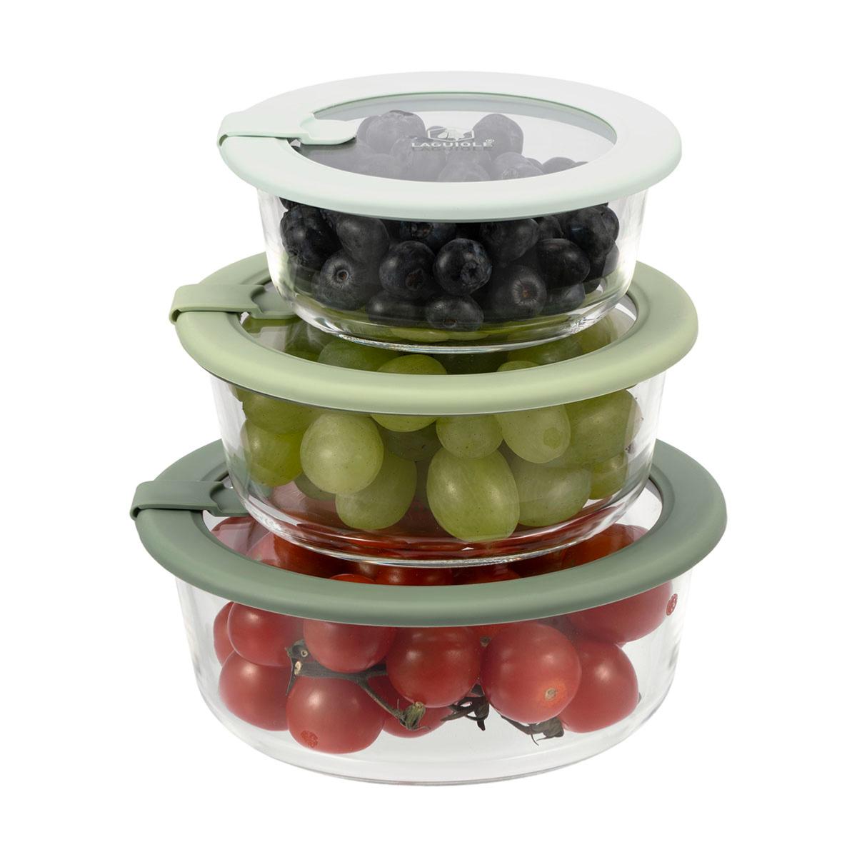 Lot de 3 boîtes en verre rondes avec couvercle 400/650/950ml Laguiole Cuisson - Mathon - 2