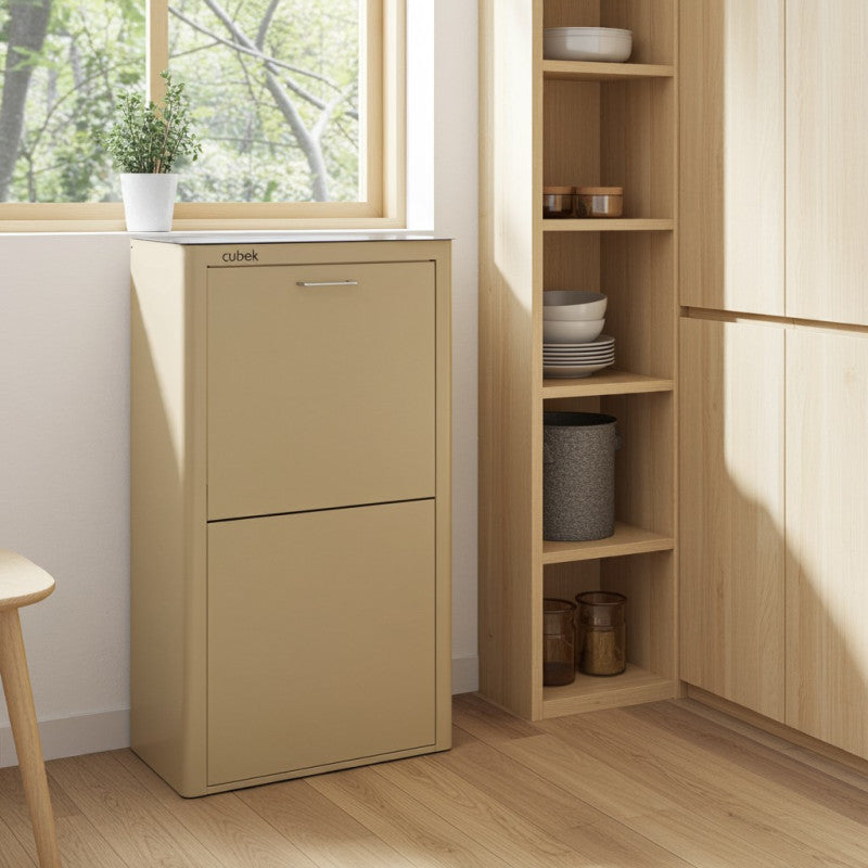 Poubelle cuisine de tri sélectif CUBEK, 4 compartiments de 20 litres, Couleur Sable Don Hierro - Mathon - 6
