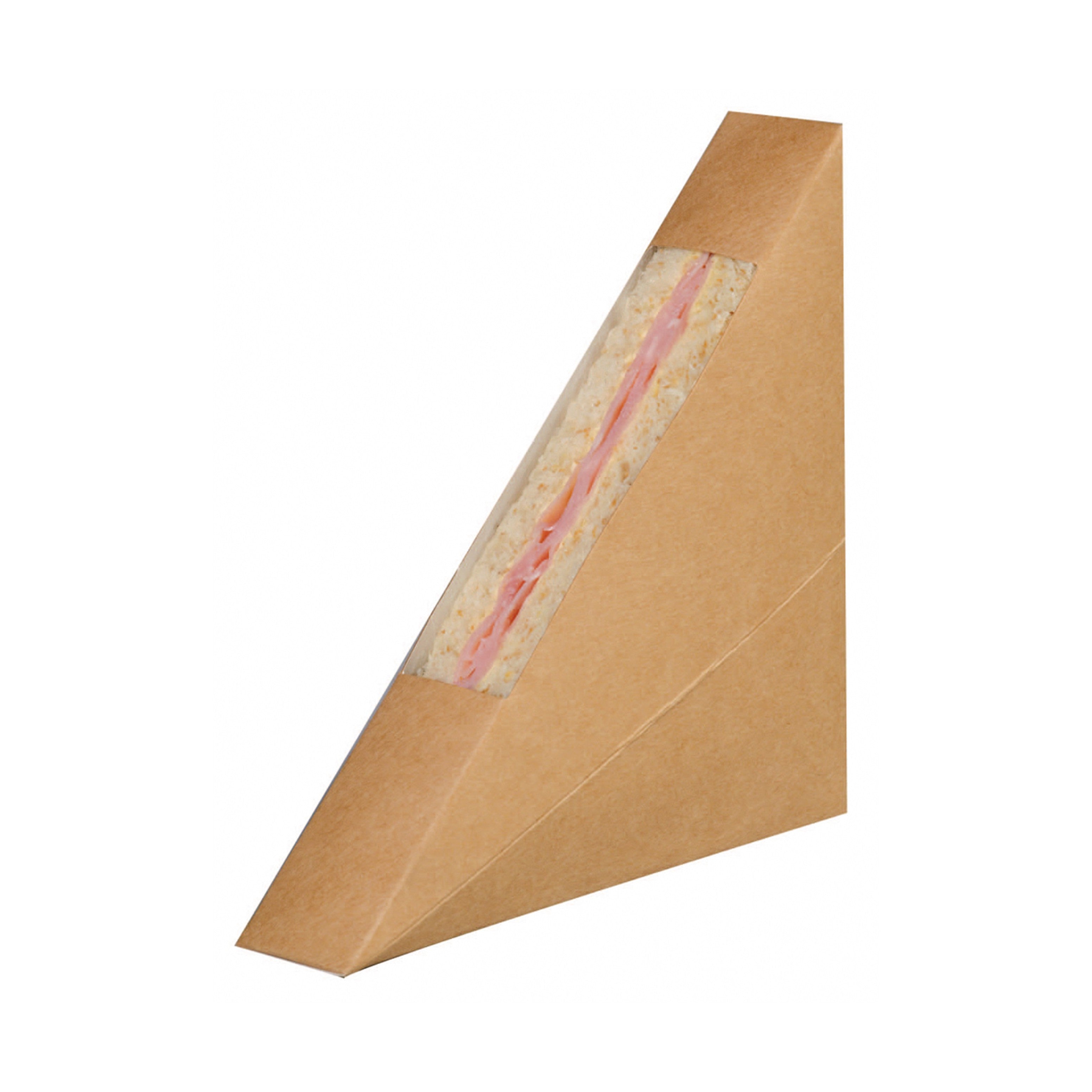 50Pcs - Triangle sandwich kraft simple à fenêtre  26x123x123mm FirstPack - Mathon