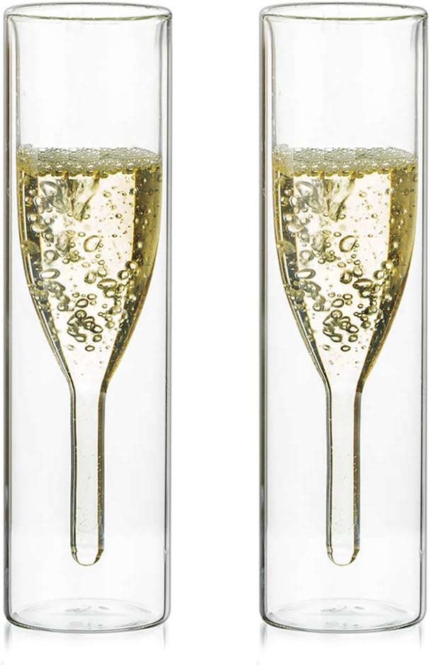 Flûtes à champagne double paroi en verre borosilicate Vendos85 - Mathon