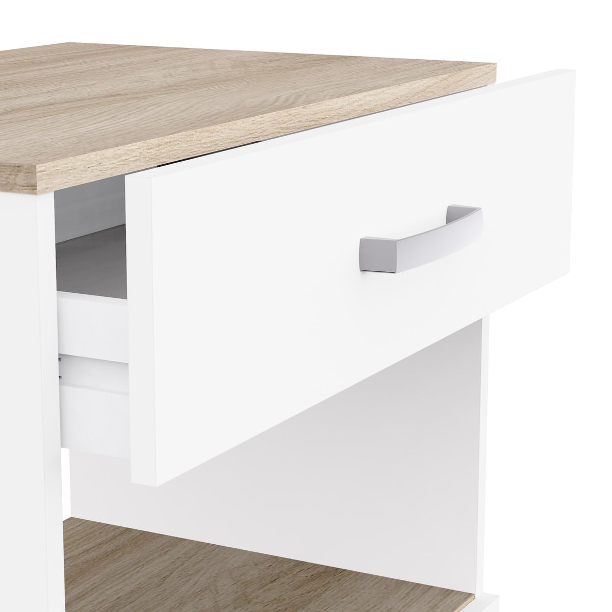 Desserte de cuisine avec 2 portes et 1 tiroir décor chêne et blanc L59,6 cm ANIS Calicosy - Mathon - 5