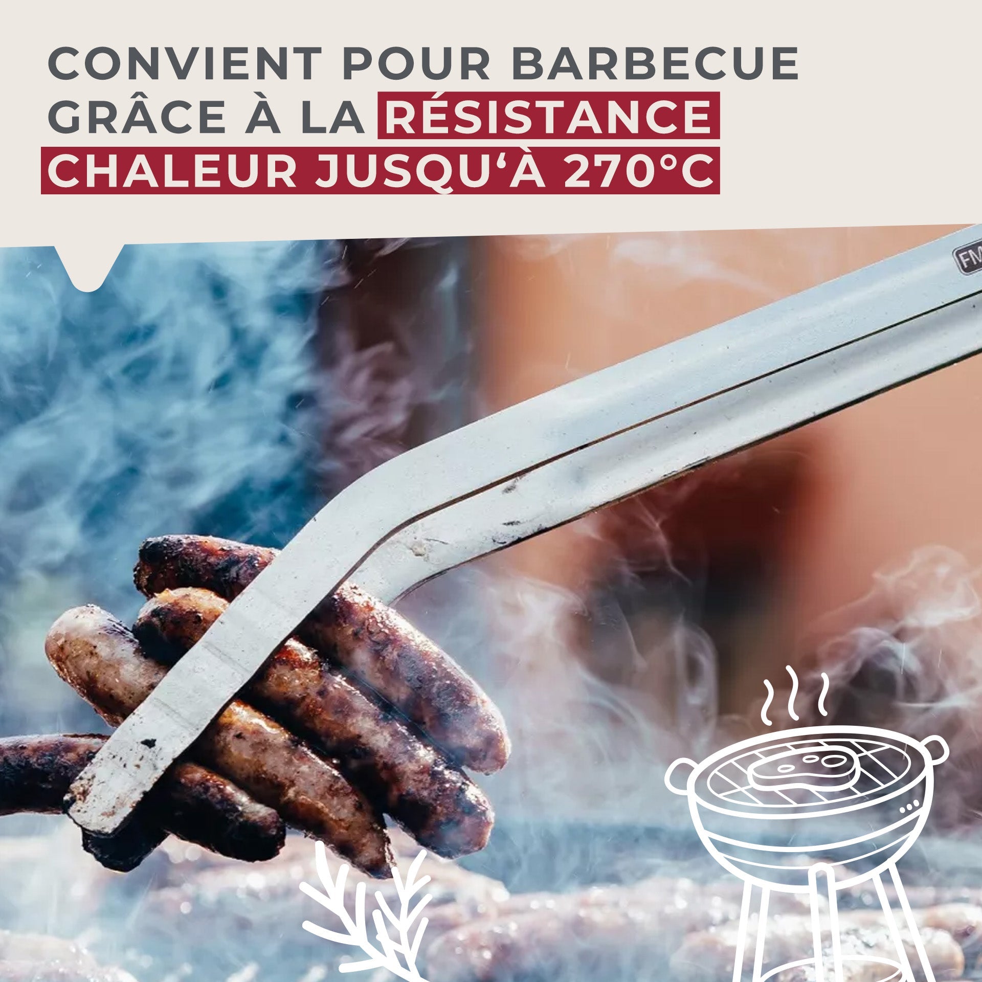 Pince à barbecue acier inoxydable 46 cm FM Professionnal FM Professional - Mathon - 7