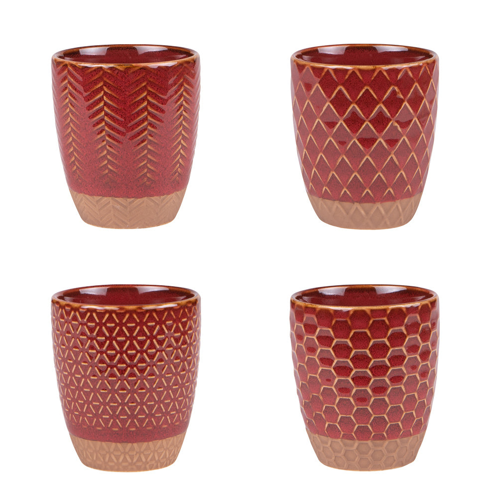 Coffret de 4 gobelets Jaspe Rouge 20 cl Table passion - Mathon - 1