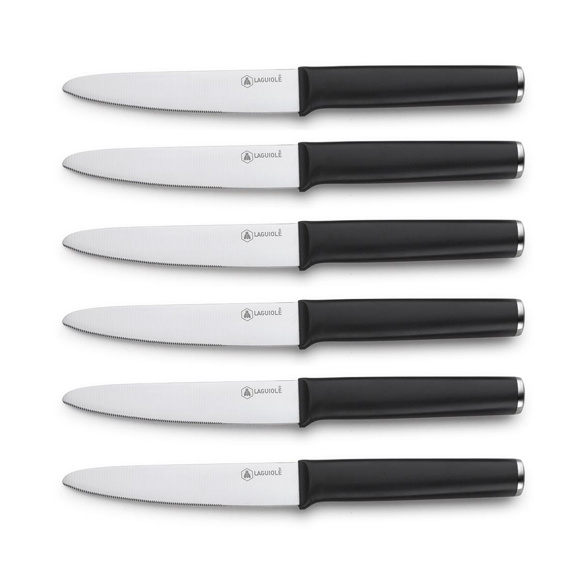 Set de 6 couteaux à steak en acier noir - "Sirius" Laguiole Cuisson - Mathon
