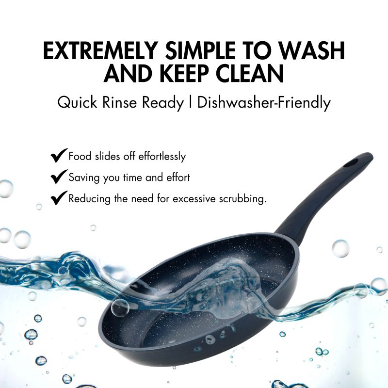 Ensemble de poêles à frire forgées revêtement en marbre Bleu 3 pièces Herzberg  HG04777-BLU Herzberg - Mathon - 6