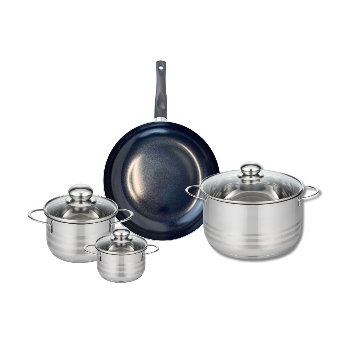 Ensemble de 1 Poêle de cuisson 28 cm et 3 faitouts 12, 16 et 24 cm  Prima Brillant Elo - Mathon - 1