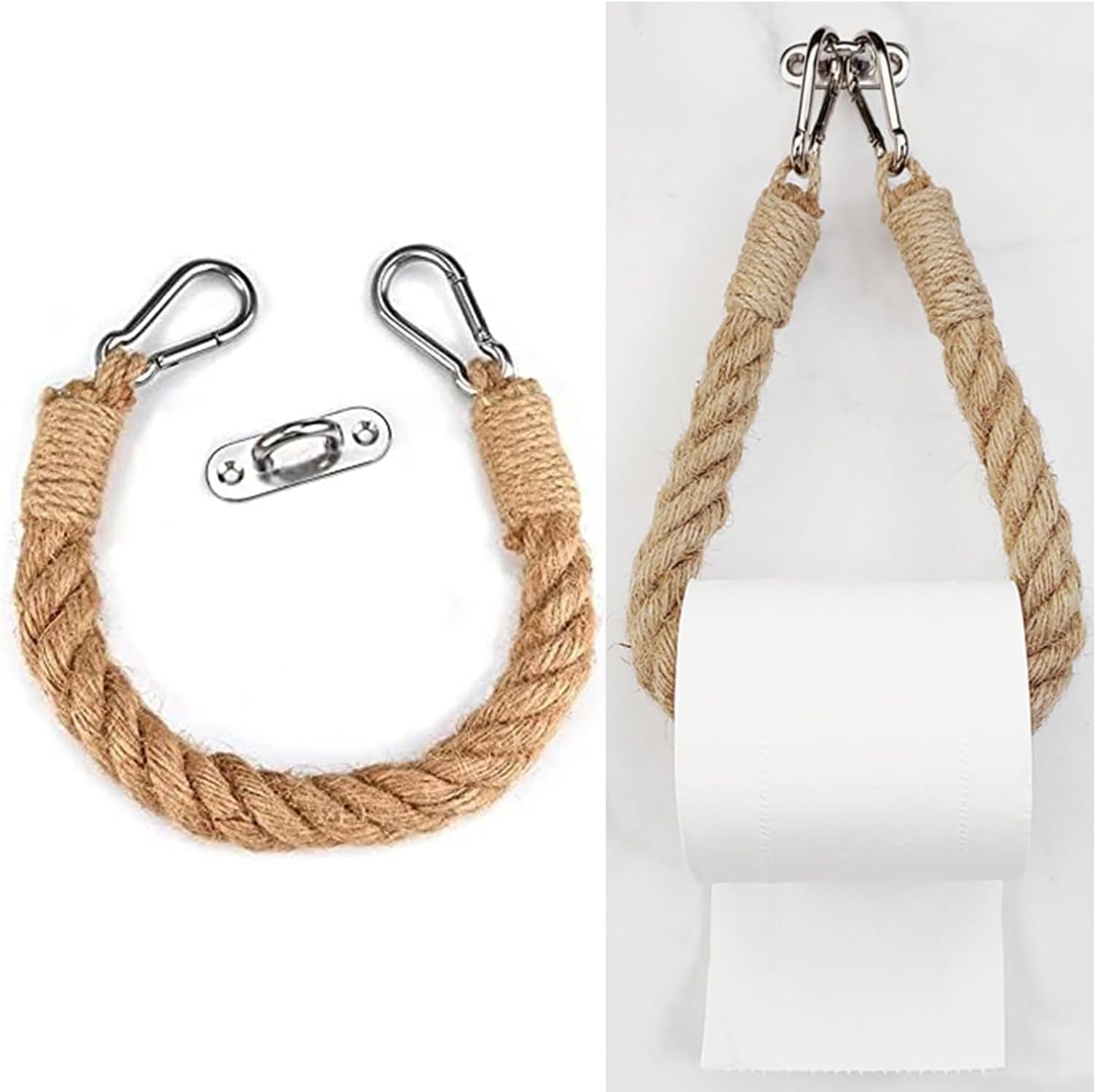 Porte-papier toilette en corde de jute rustique à visser Vendos85 - Mathon