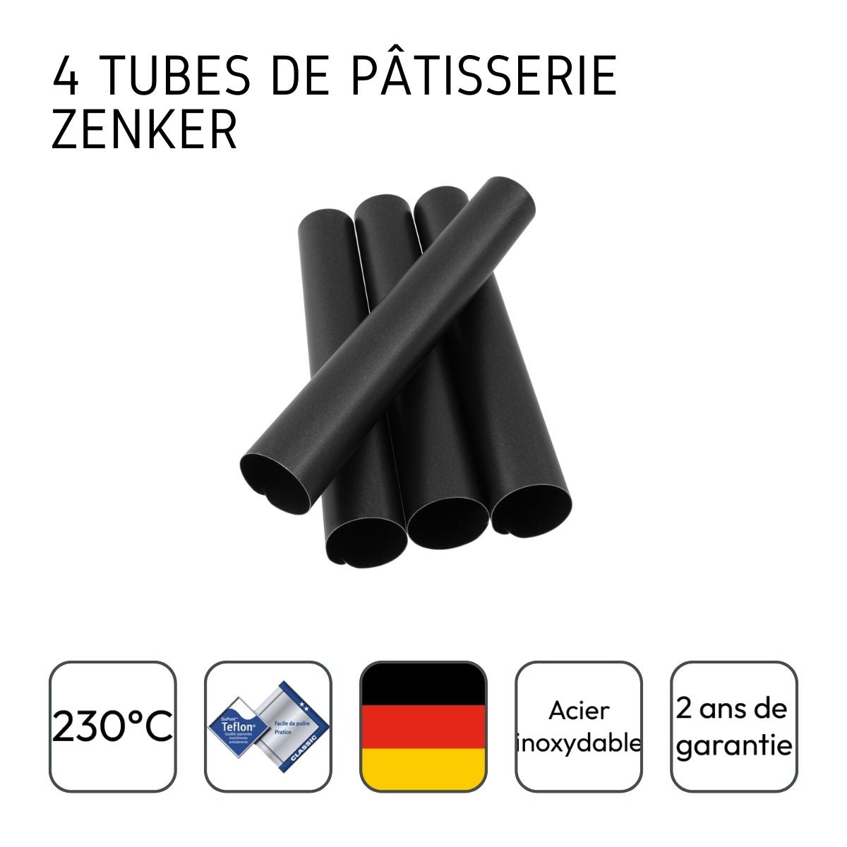 Lot de 4 moules à gâteau en tube 13 x 2,5 cm Zenker Zenker - Mathon - 4