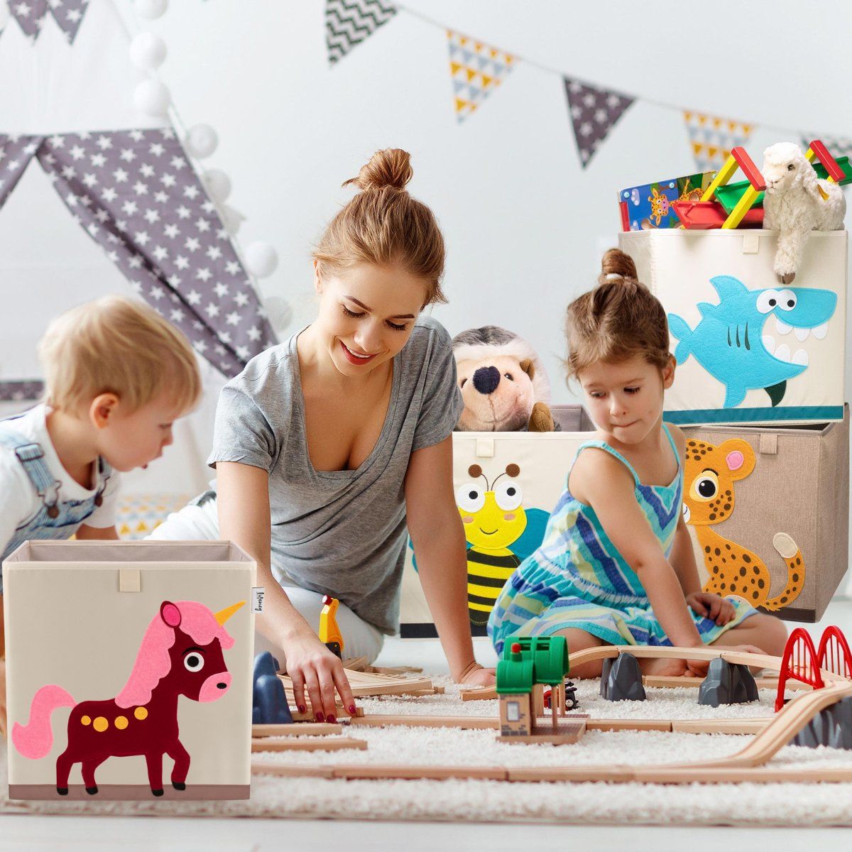 Boîte de rangement en tissu pour enfant "licorne", compatible Ikea Kallax Lifeney Fackelmann - Mathon - 2