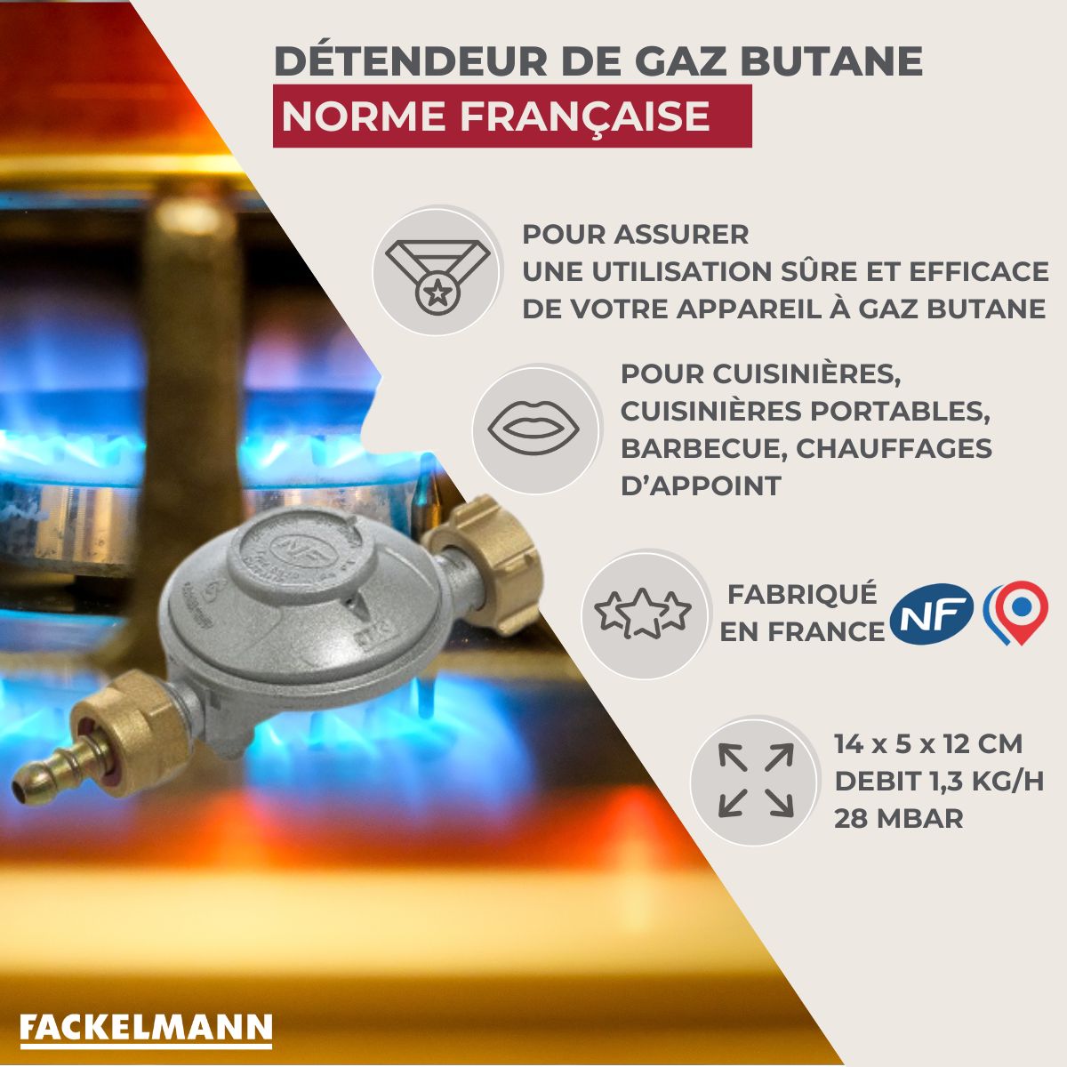 Détendeur butane avec limitateur de débit Fackelmann - Mathon - 3