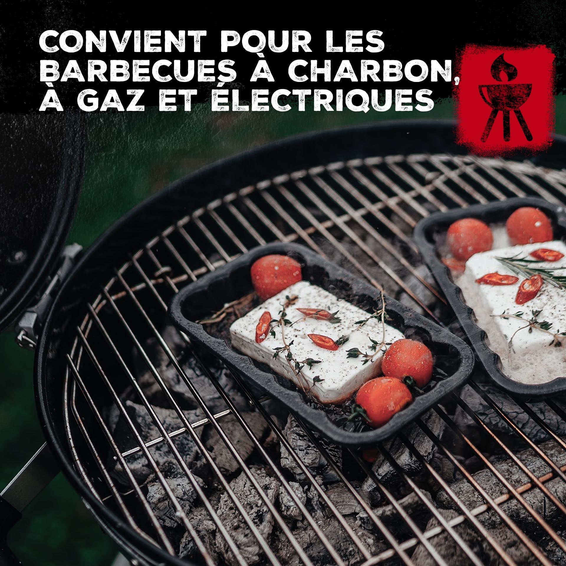Lot de 2 plats à barbecue en acier émaillé 21 x 12 cm  Barbecue FM Professional - Mathon - 6