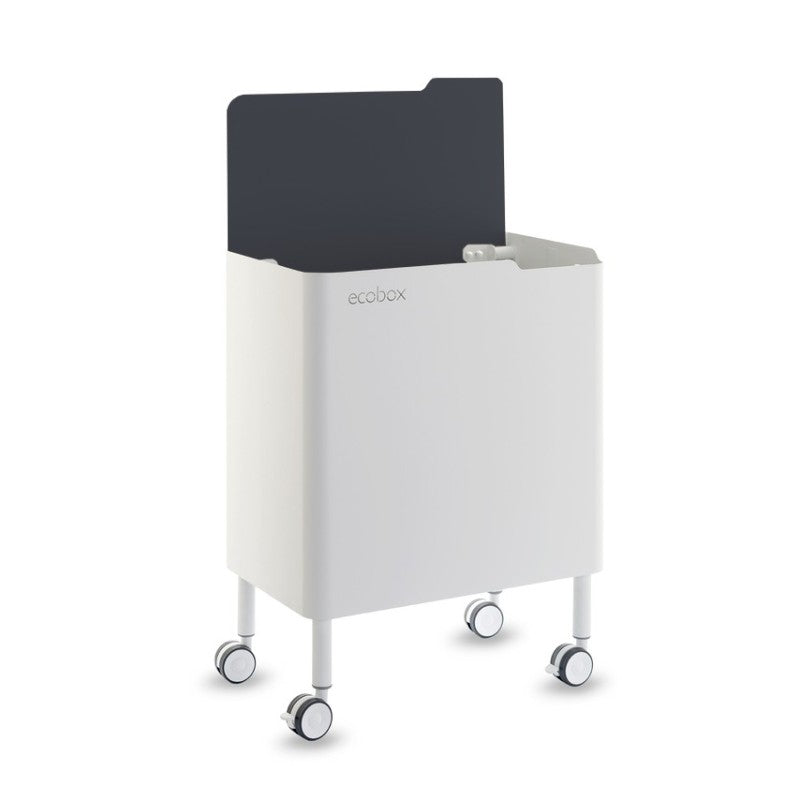 Poubelle cuisine fonctionnelle et élégante, 2 x 20 litres, ECOBOX NOA, Blanc-Noir Don Hierro - Mathon - 1